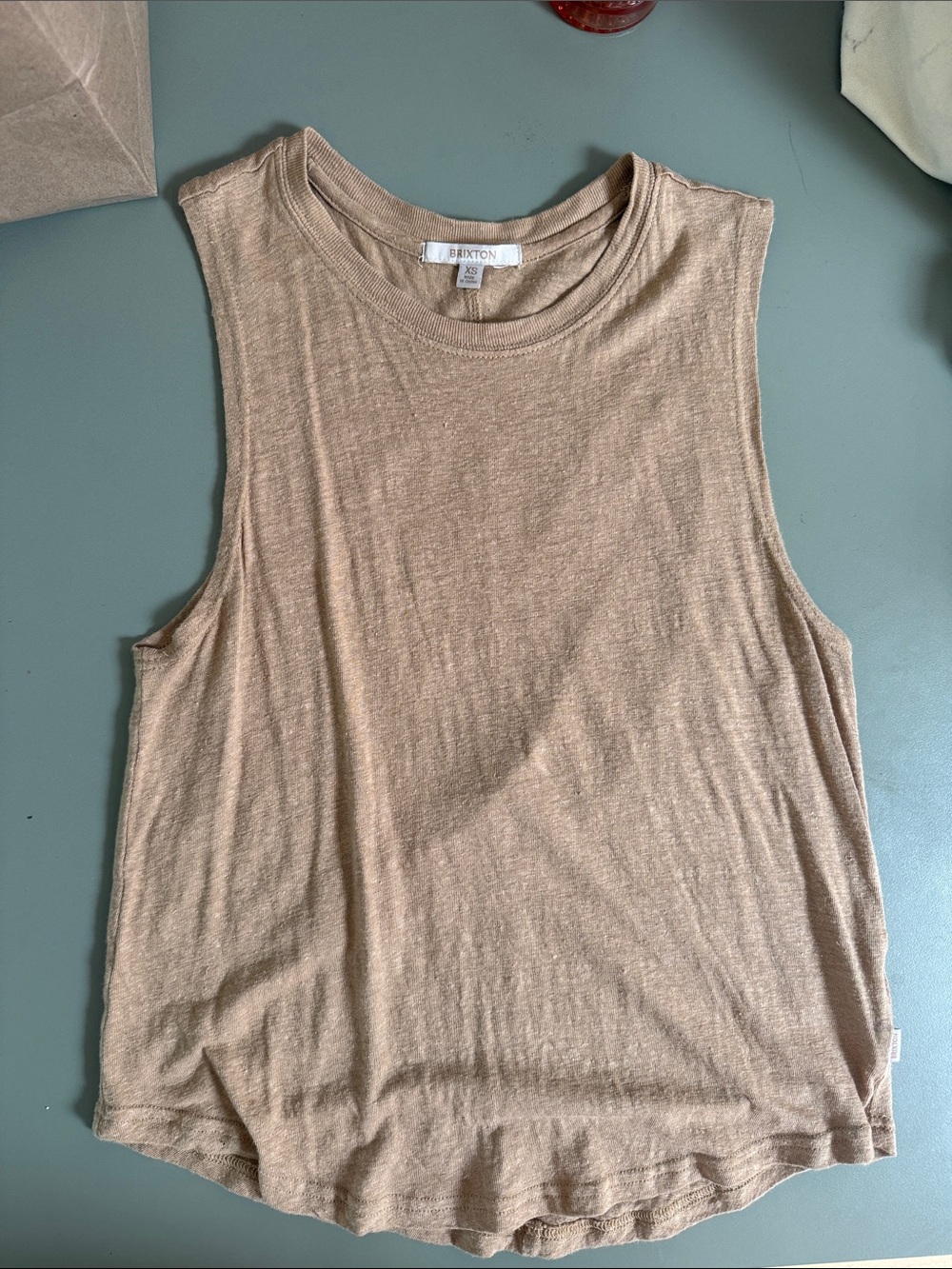 Brixton Women's Montauk Neutral Taupe Linen Tank